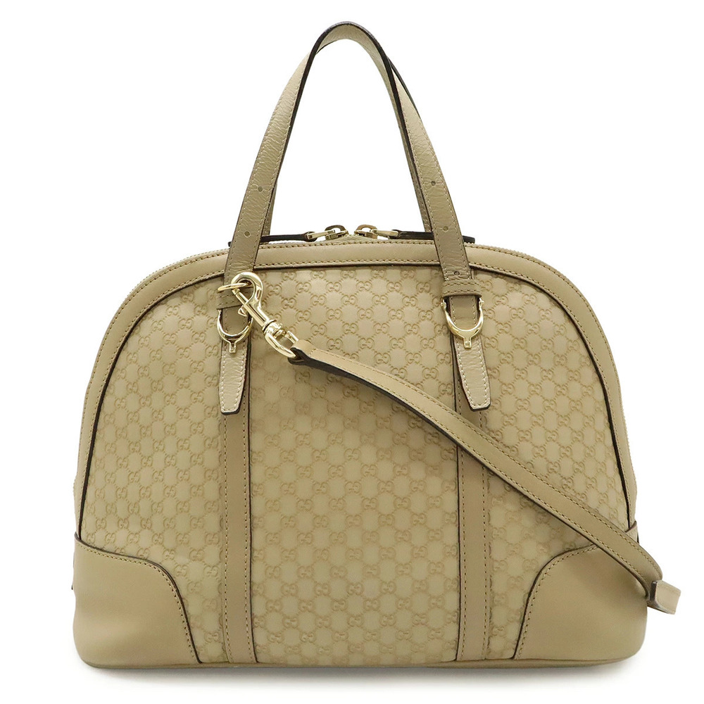 Gucci Microguccissima Nice Handbag Crossbody Bag Dome Shaped Leather Beige Cream
